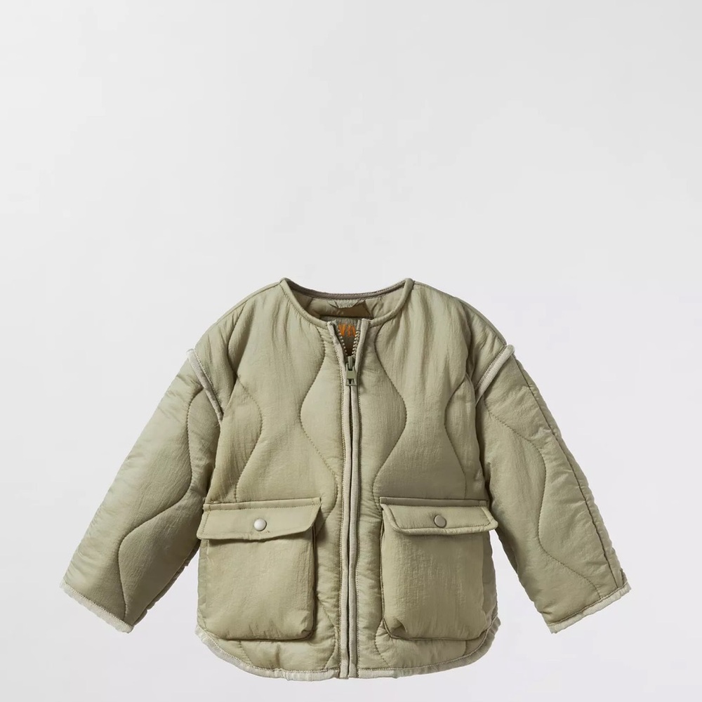 Zara Kids Olive Green Khali Quilted Jacket (Unisex, 4-5)